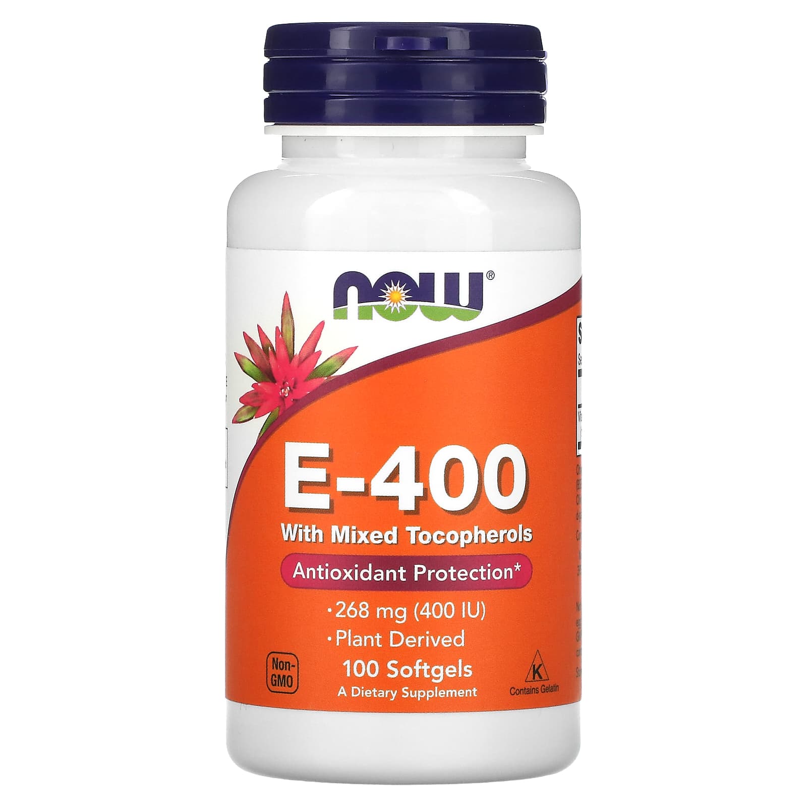 NOW Foods, E-400 with Mixed Tocopherols, 268 mg (400 IU), 100 Softgels - Image 1