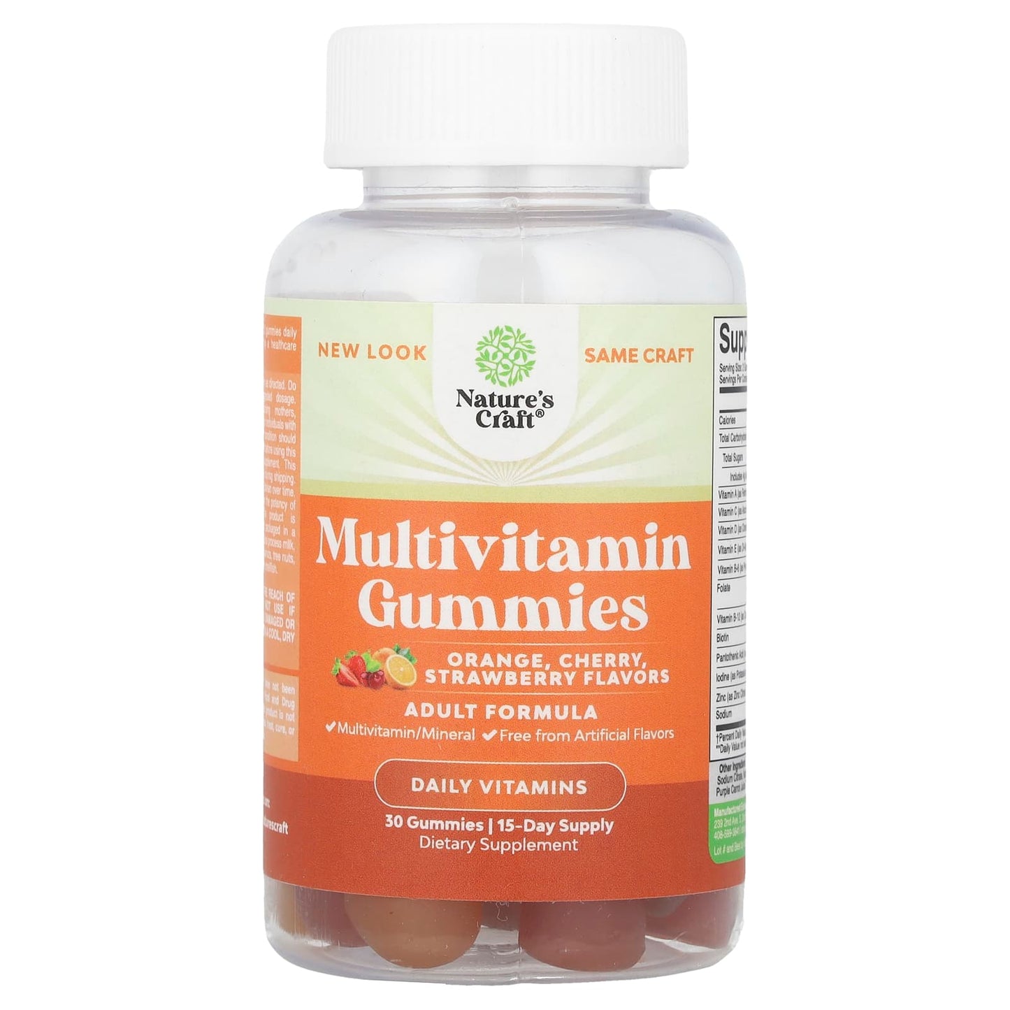 Nature's Craft, Multivitamin Gummies, Orange, Cherry, Strawberry, 30 Gummies - Image 1