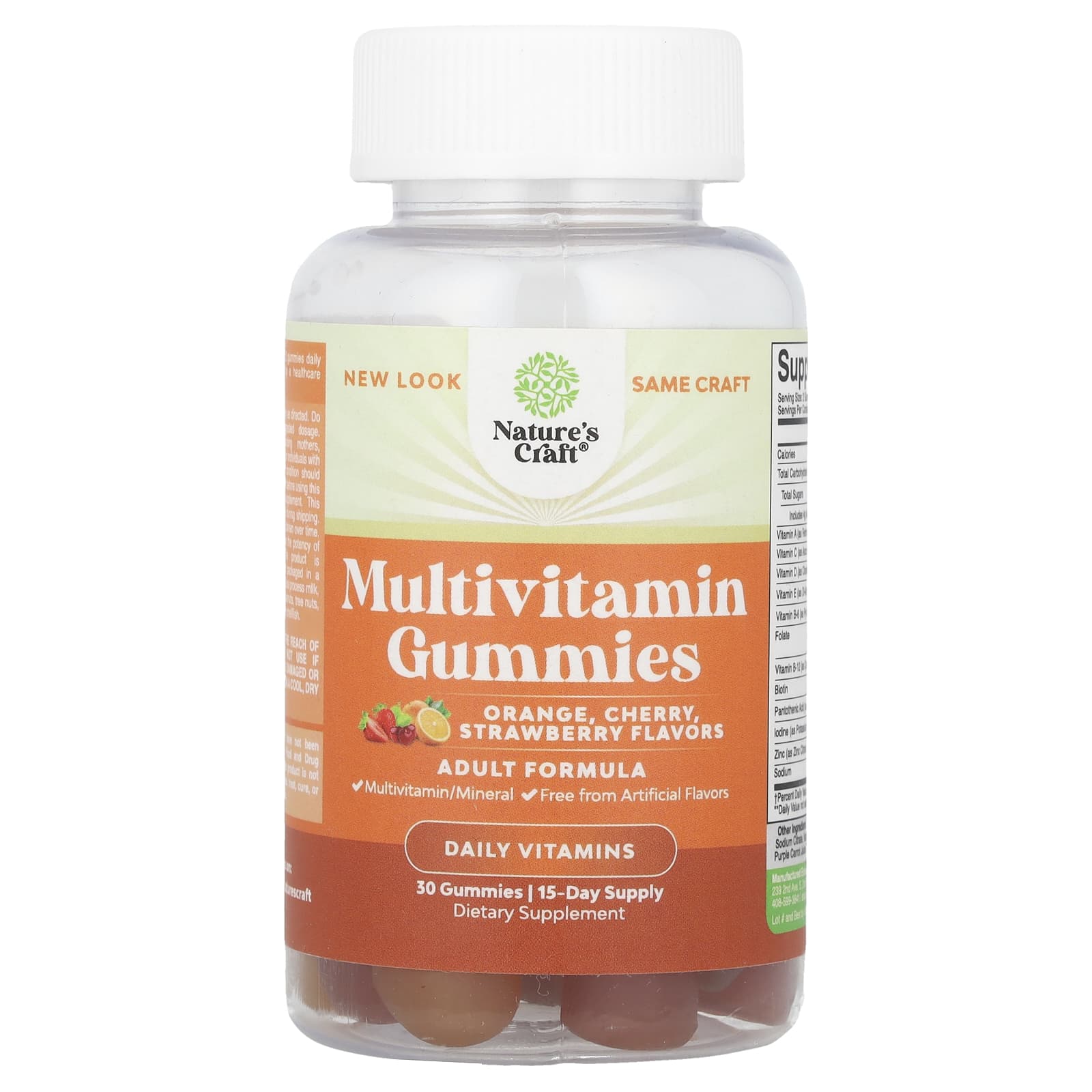 Nature's Craft, Multivitamin Gummies, Orange, Cherry, Strawberry, 30 Gummies - Image 1