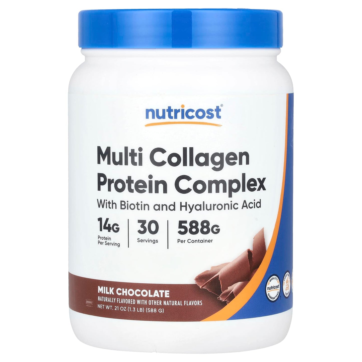 Nutricost, Multi Collagen Protein Complex, Milk Chocolate, 1.3 lb (588 g) - Image 1