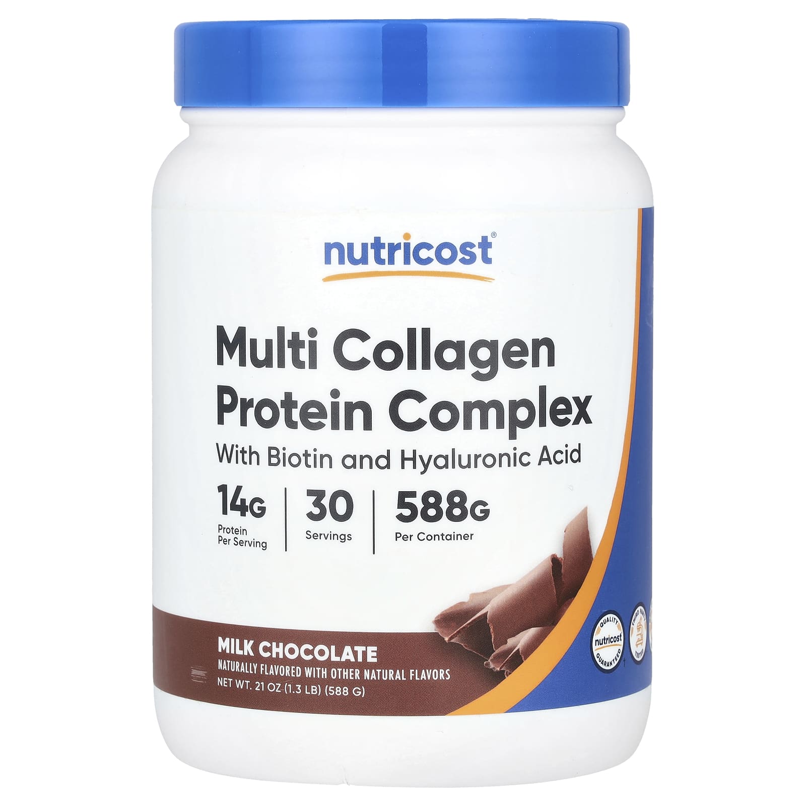 Nutricost, Multi Collagen Protein Complex, Milk Chocolate, 1.3 lb (588 g) - Image 1
