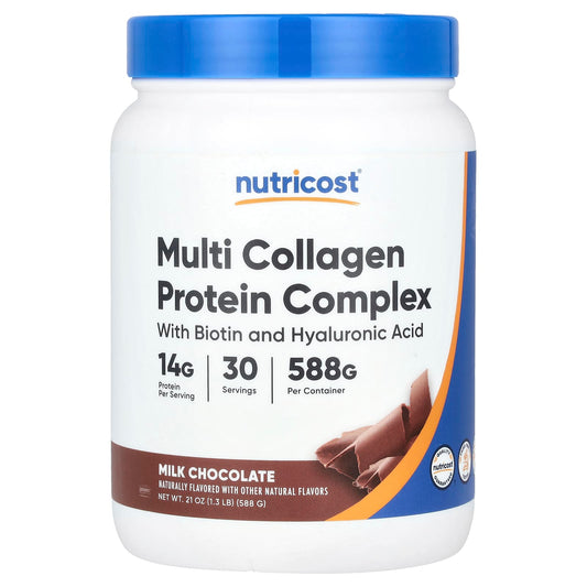 Nutricost, Multi Collagen Protein Complex, Milk Chocolate, 1.3 lb (588 g) - Image 1