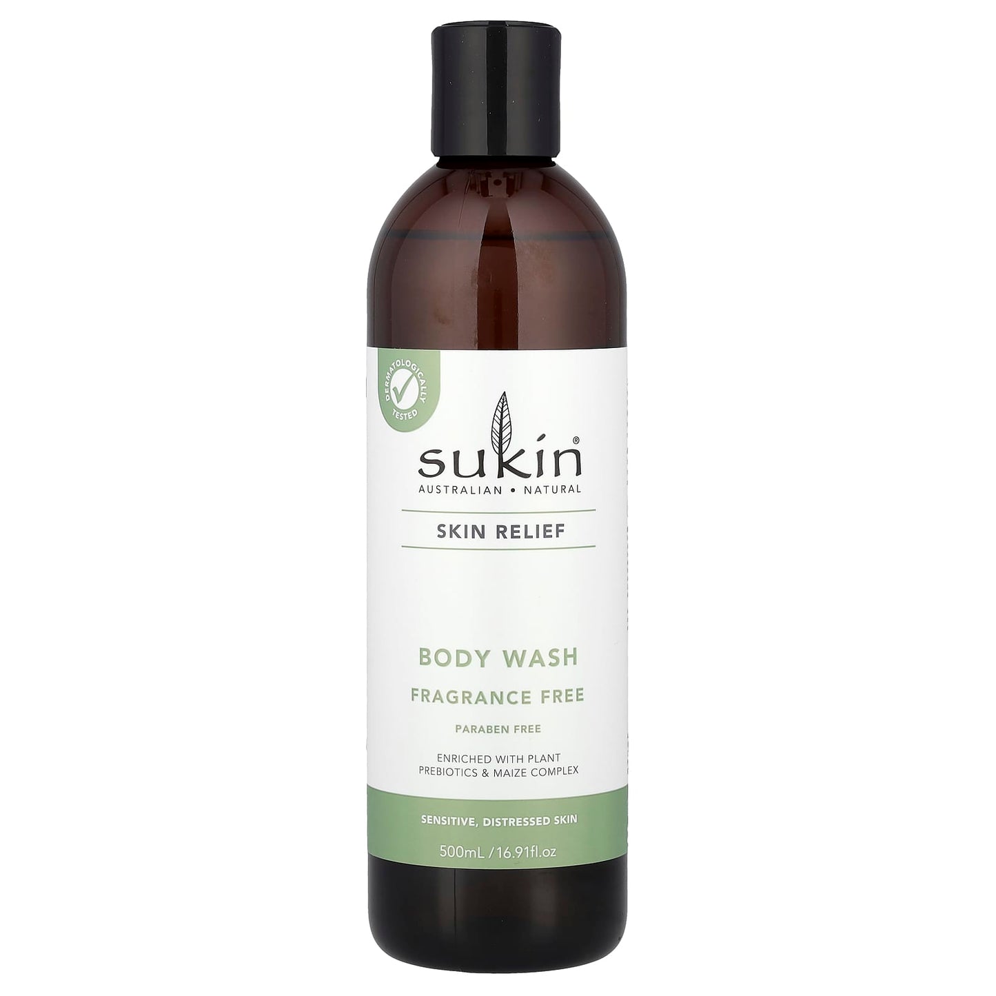 Sukin, Skin Relief, Body Wash, Sensitive, Distressed Skin, Fragrance Free, 16.91 fl oz (500 ml) - Image 1