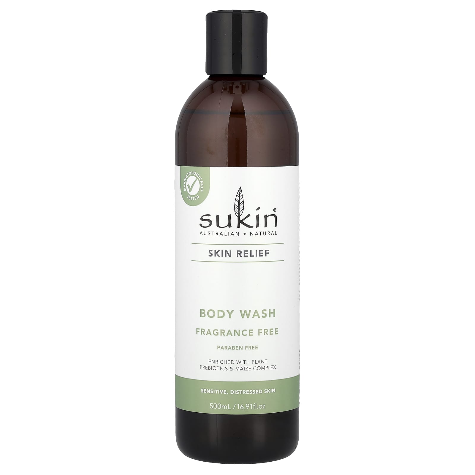Sukin, Skin Relief, Body Wash, Sensitive, Distressed Skin, Fragrance Free, 16.91 fl oz (500 ml) - Image 1