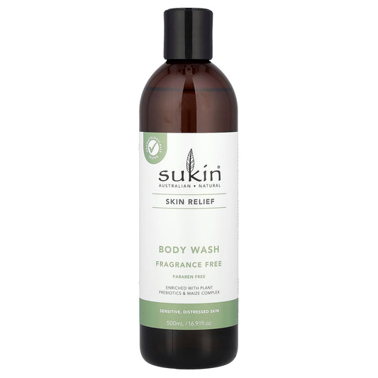 Sukin, Skin Relief, Body Wash, Sensitive, Distressed Skin, Fragrance Free, 16.91 fl oz (500 ml) - Image 1