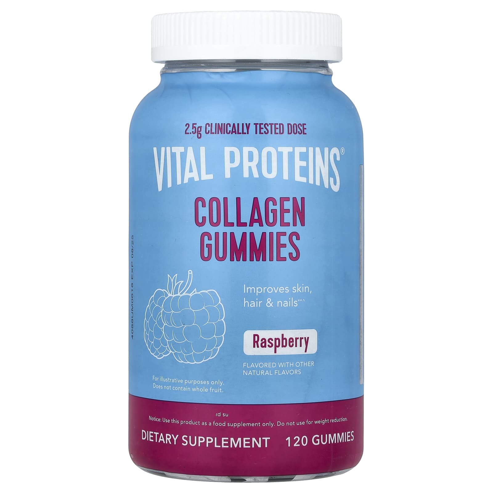 Vital Proteins, Collagen Gummies, Raspberry, 120 Gummies (0.625 g per Gummy) - Image 1