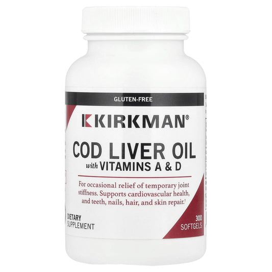 Kirkman Labs, Cod Liver Oil with Vitamins A & D, 300 Softgels - Image 1
