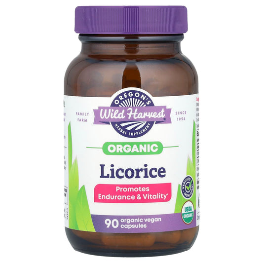 Oregon's Wild Harvest, Organic Licorice, 90 Organic Vegan Capsules (450 mg per Capsule) - Image 1