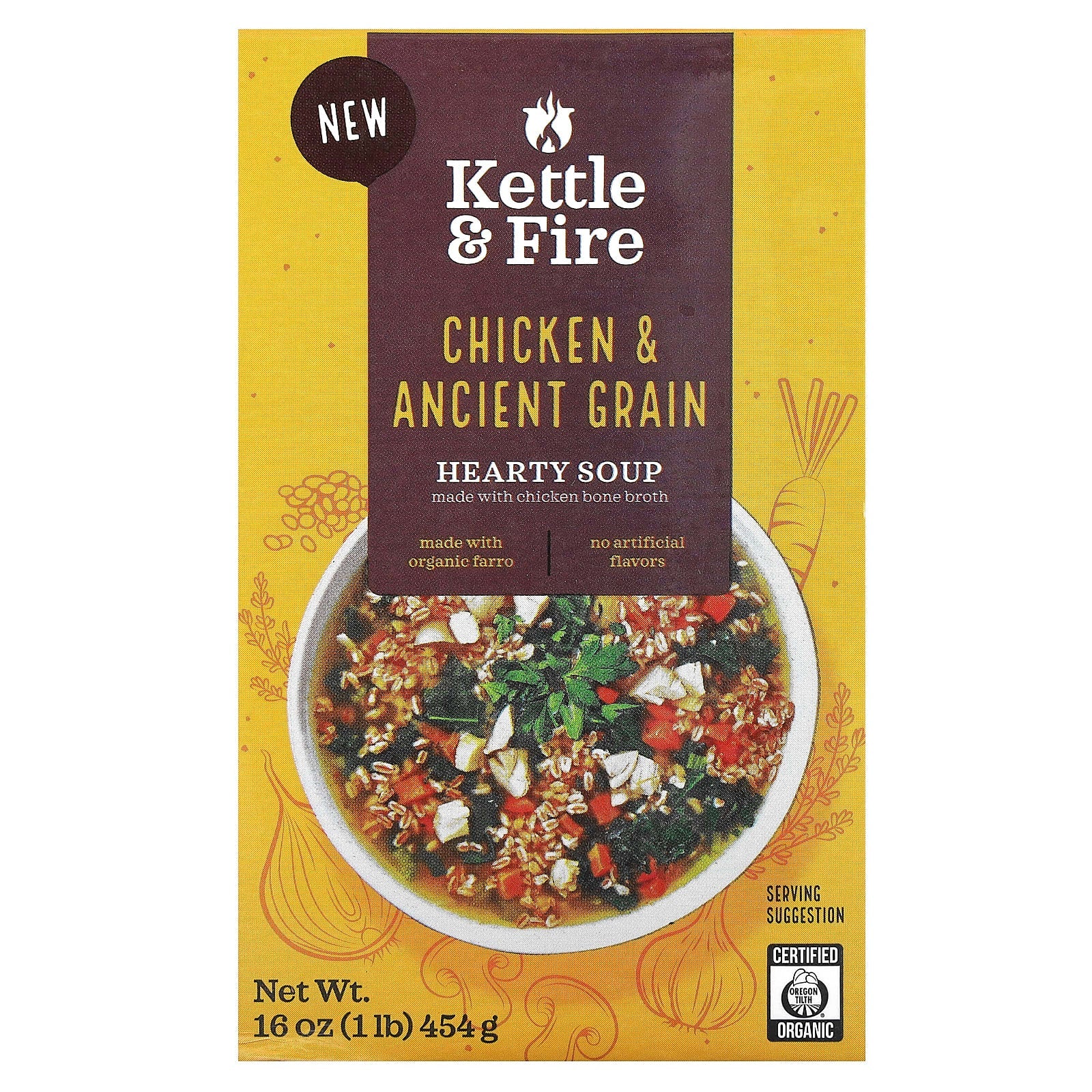Kettle & Fire, Hearty Soup, Chicken & Ancient Grain, 16 oz (454 g) - Image 1