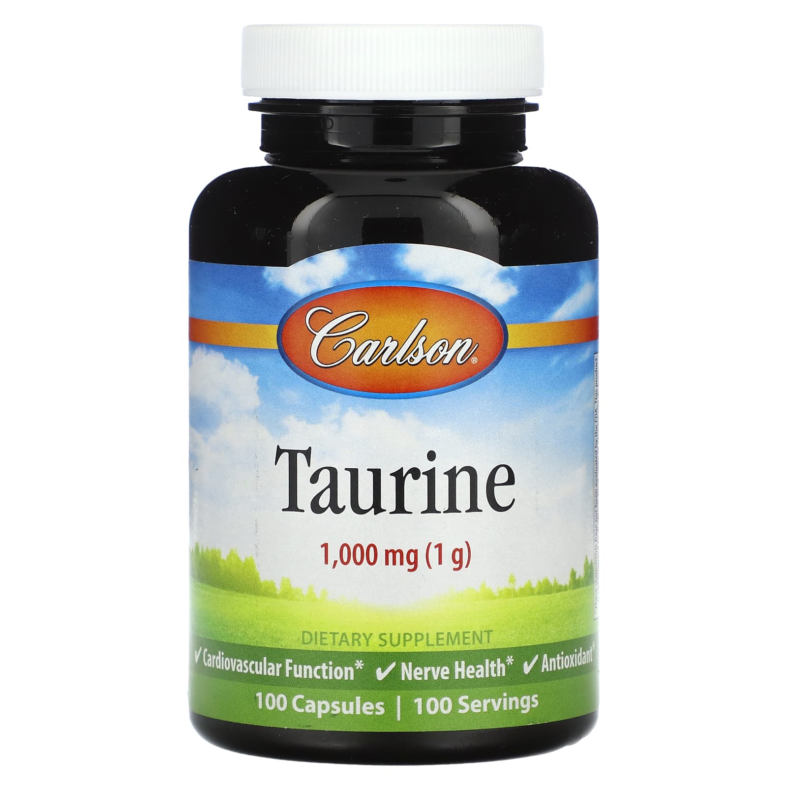 Carlson Taurine 1000mg, 100 Capsules for Heart & Nervous System Health - Image 1