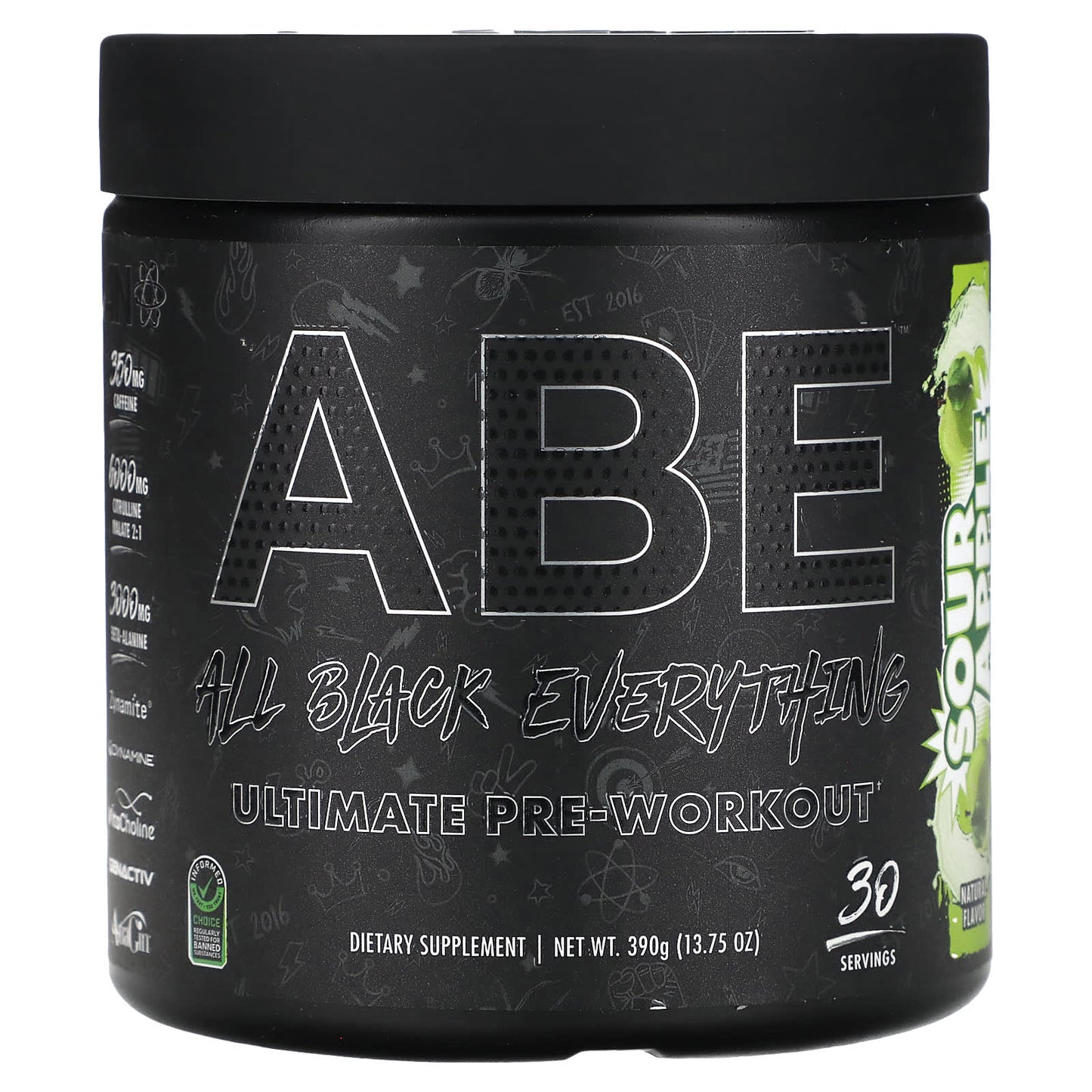 ABE Ultimate Pre-Workout | Sour Apple Flavor | 13.75 oz (390g) - Image 1