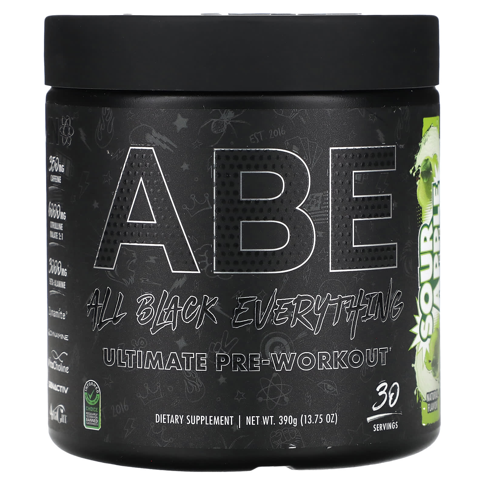 ABE Ultimate Pre-Workout | Sour Apple Flavor | 13.75 oz (390g) - Image 1