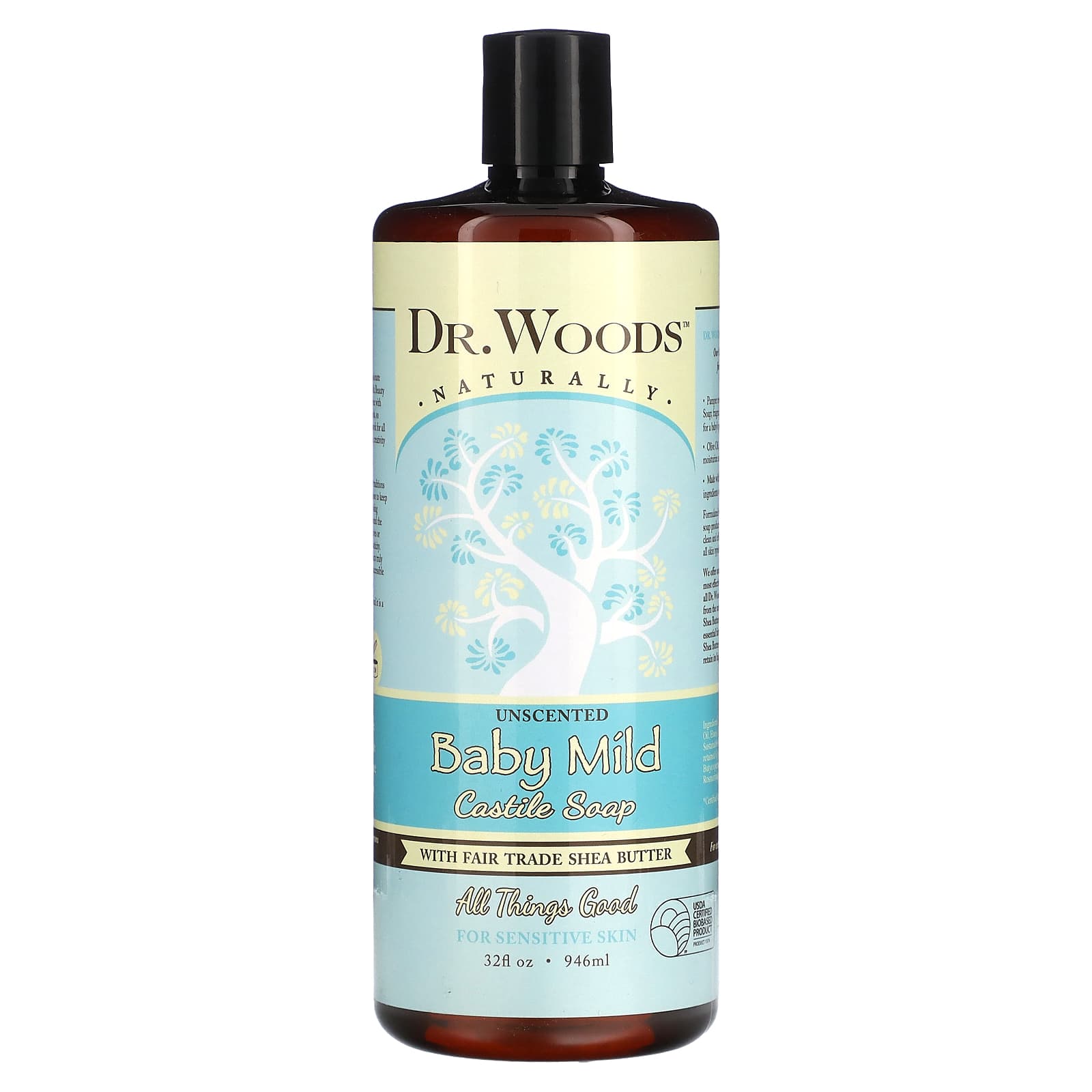 Dr. Woods Baby Mild Castile Soap with Fair Trade Shea Butter - Unscented, 32 fl oz - Image 1