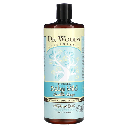 Dr. Woods Baby Mild Castile Soap with Fair Trade Shea Butter - Unscented, 32 fl oz - Image 1