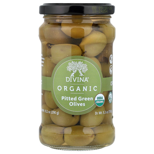 Certified Organic Greek Green Olives by Divina, 5.3 oz (150g) - Image 1