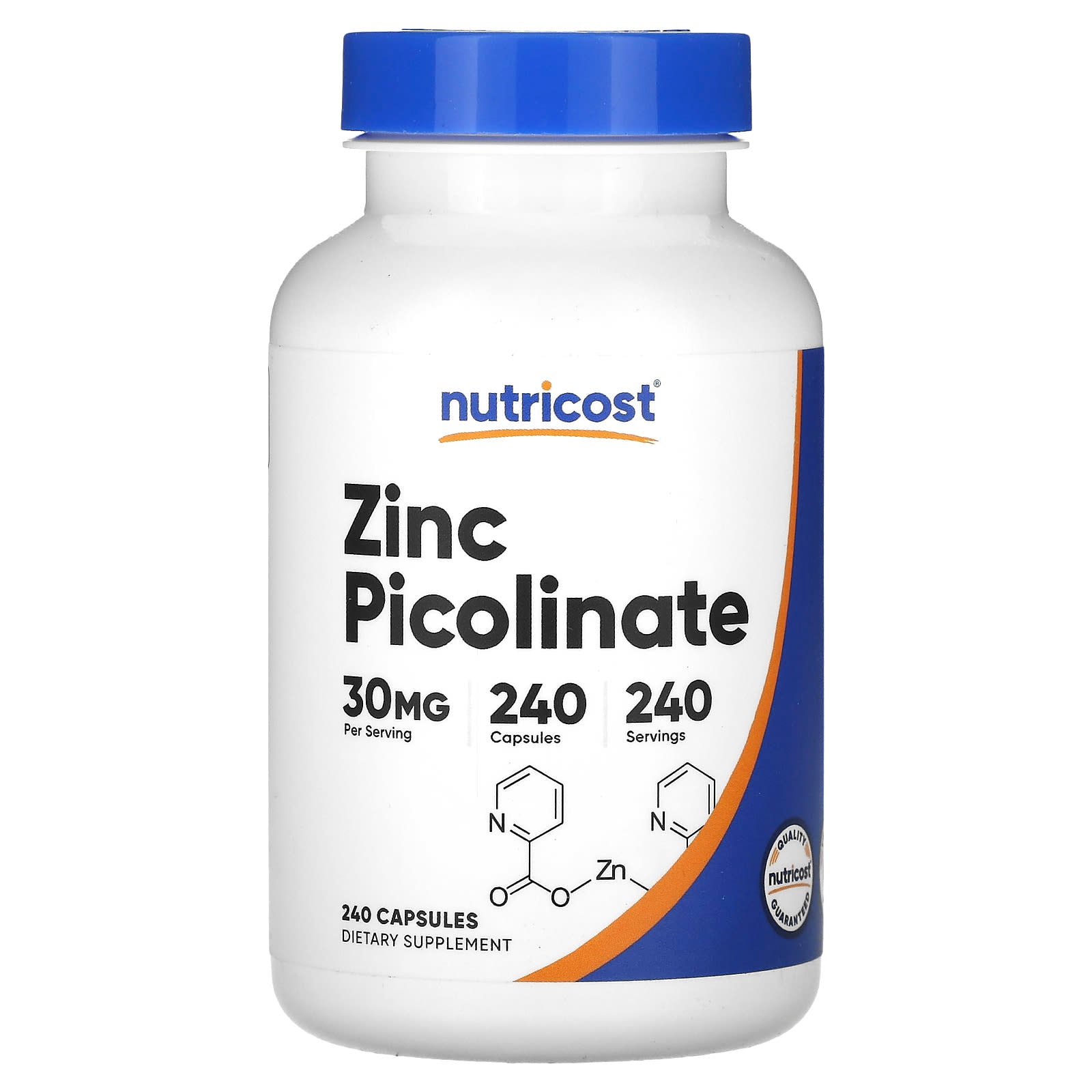 Nutricost, Zinc Picolinate, 30 mg, 240 Capsules - Image 1