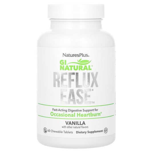 NaturesPlus, Gi Natural, Reflux Ease, Vanila, 60 Chewable Tablets - Image 1