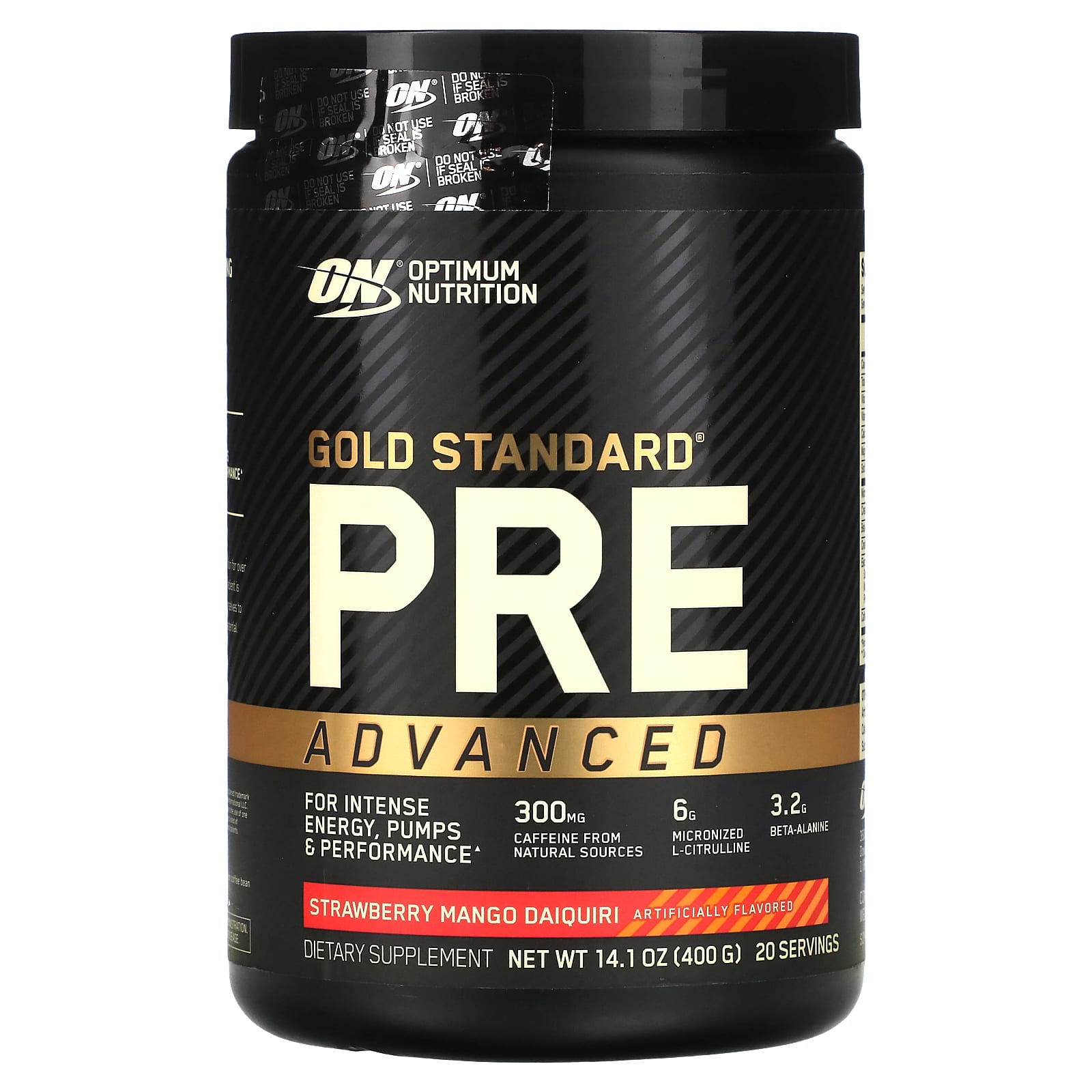 Optimum Nutrition, Gold Standard® Pre Advanced, Strawberry Mango Daiquiri, 14.1 oz (400 g) - Image 1