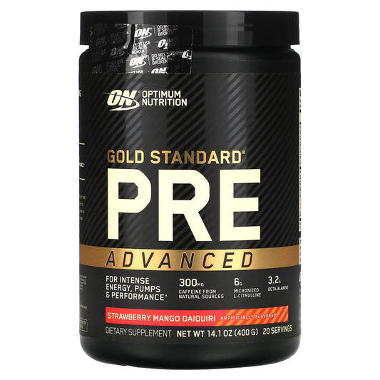 Optimum Nutrition, Gold Standard® Pre Advanced, Strawberry Mango Daiquiri, 14.1 oz (400 g) - Image 1