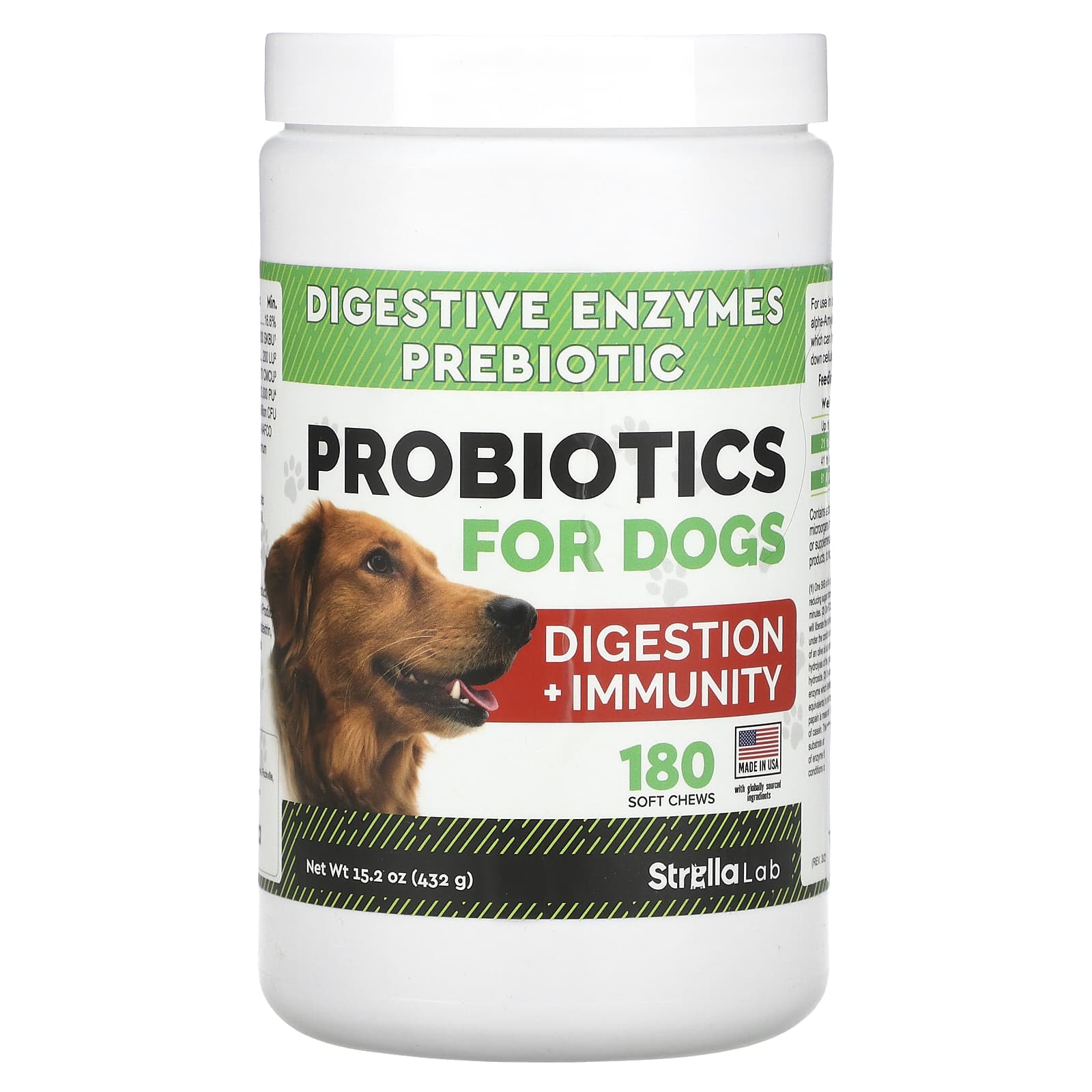 StrellaLab, Probiotics for Dogs, 180 Soft Chews, (15.2 oz (432 g) - Image 1