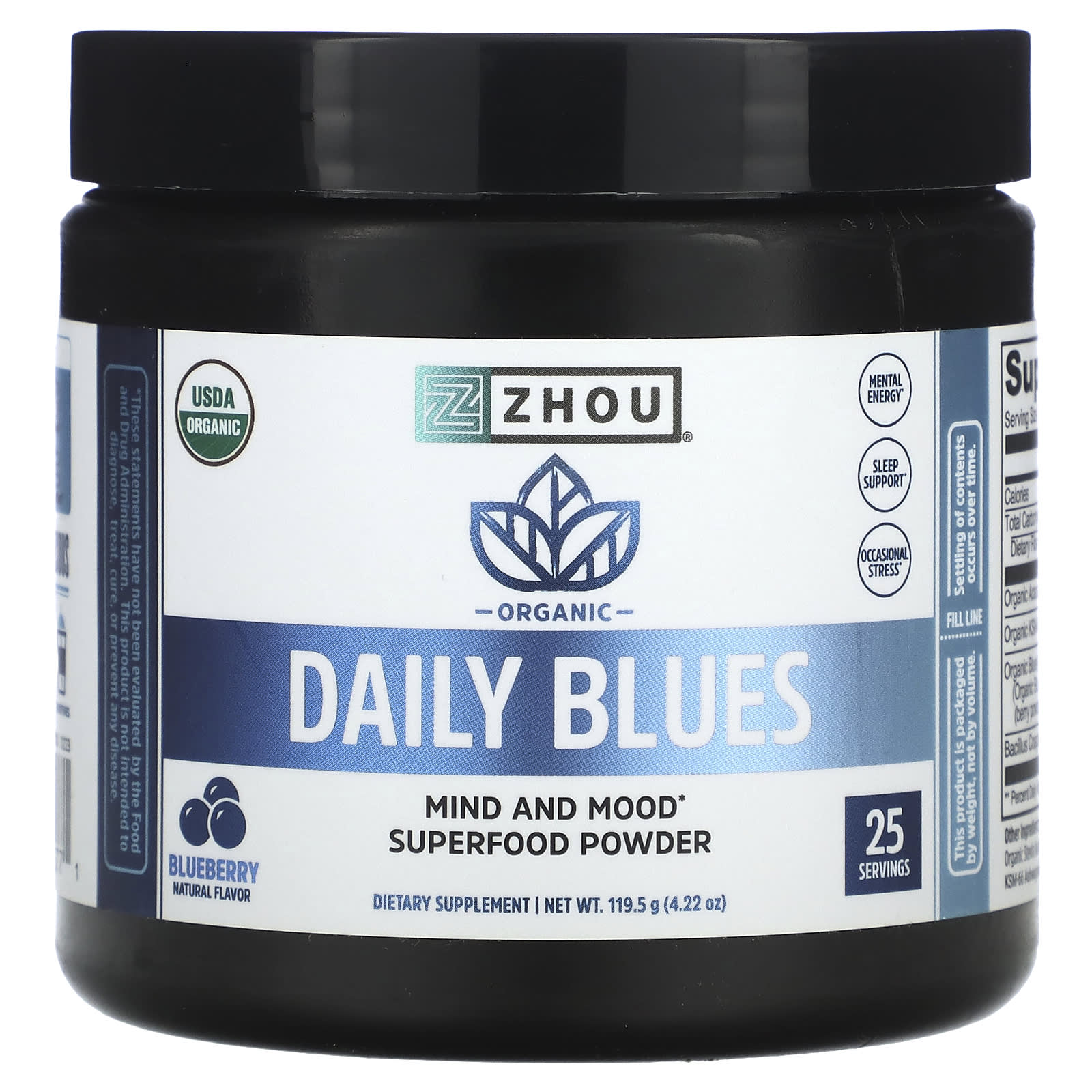 Zhou Nutrition, Organic Daily Blues, Blueberry, 4.22 oz (119.5 g) - Image 1