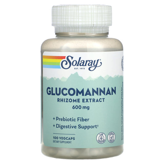 Solaray, Glucomannan, Rhizome Extract, 600 mg, 100 VegCaps - Image 1