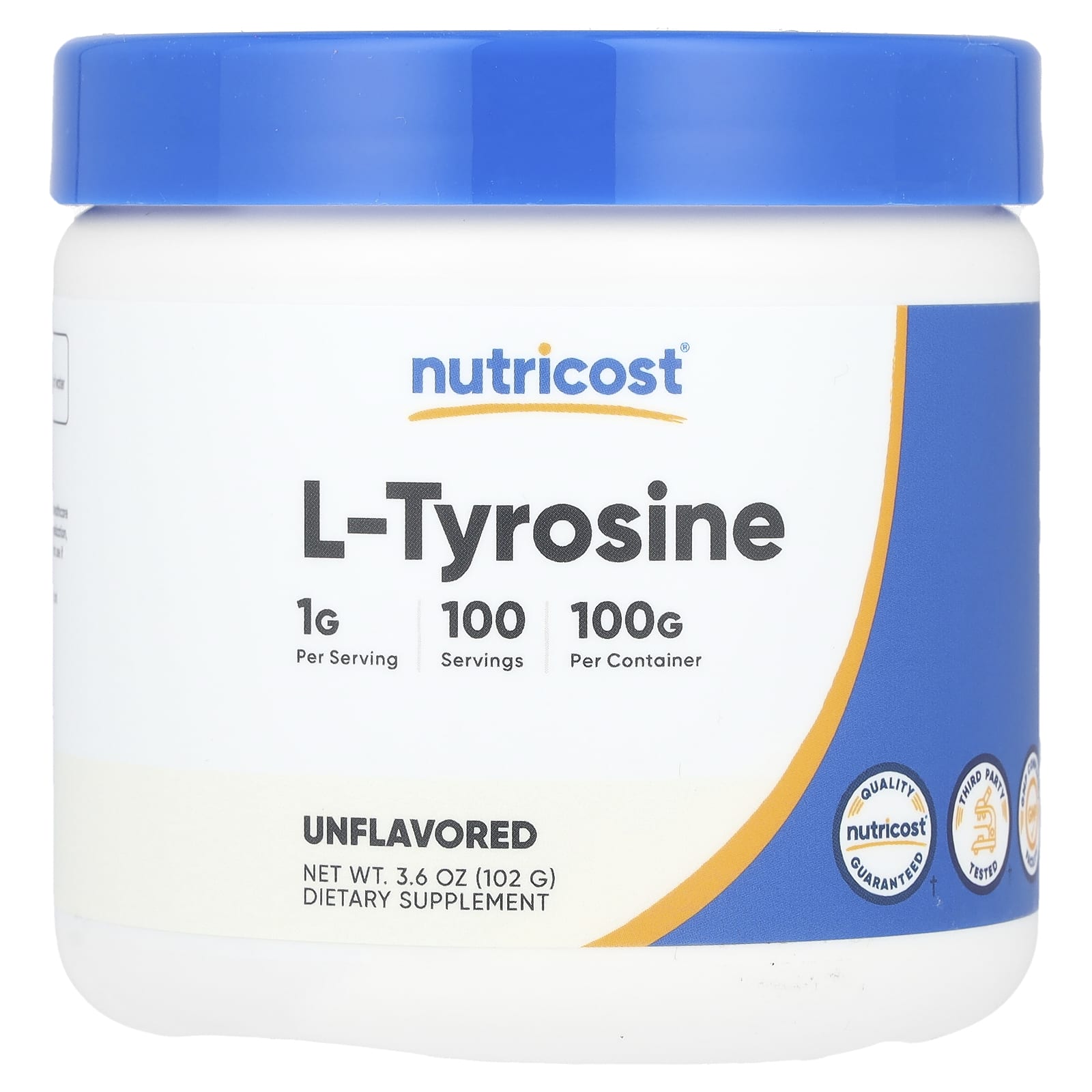 Nutricost, L-Tyrosine, Unflavored, 3.6 oz (102 g) - Image 1