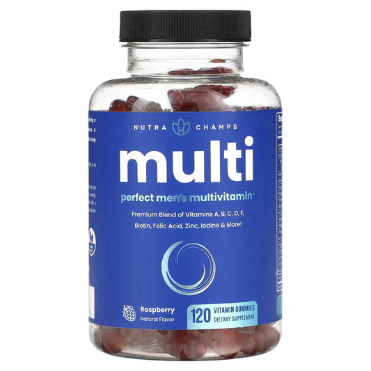 NutraChamps, Multi, Perfect Men's Multivitamin, Raspberry, 120 Vitamin Gummies - Image 1