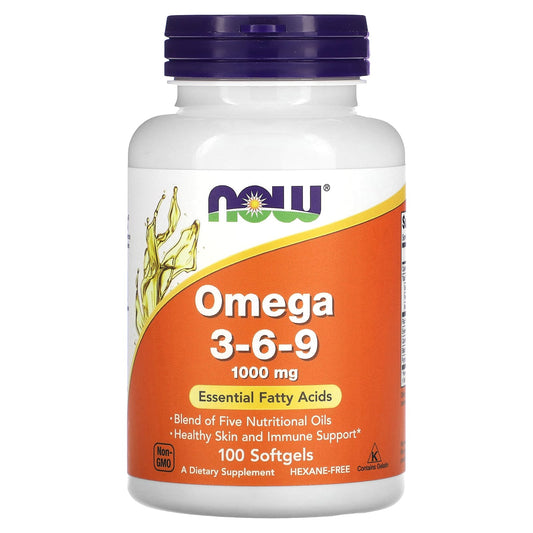 NOW Foods, Omega 3-6-9, 1,000 mg, 100 Softgel - Image 1