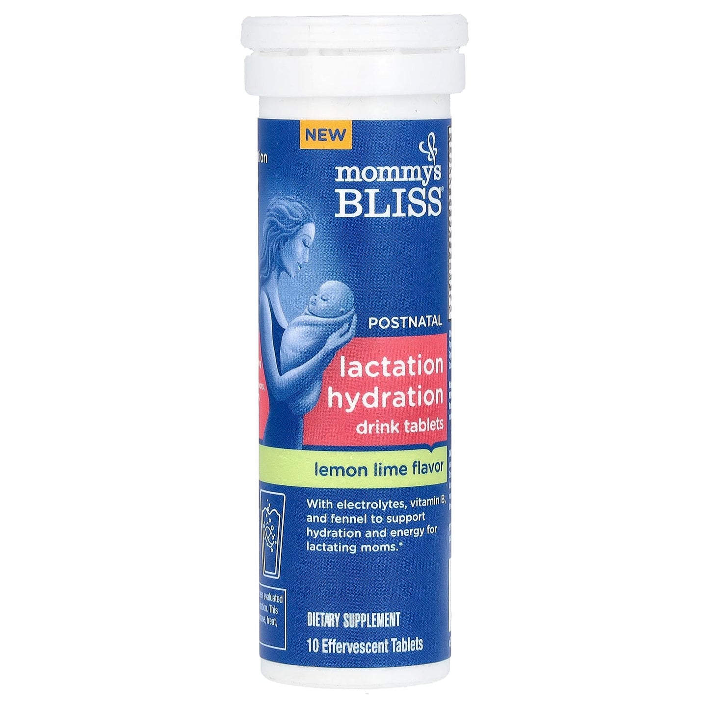 Mommy's Bliss, Postnatal, Lactation Hydration Drink Tablets, Lemon Lime, 10 Effervescent Tablets - Image 1