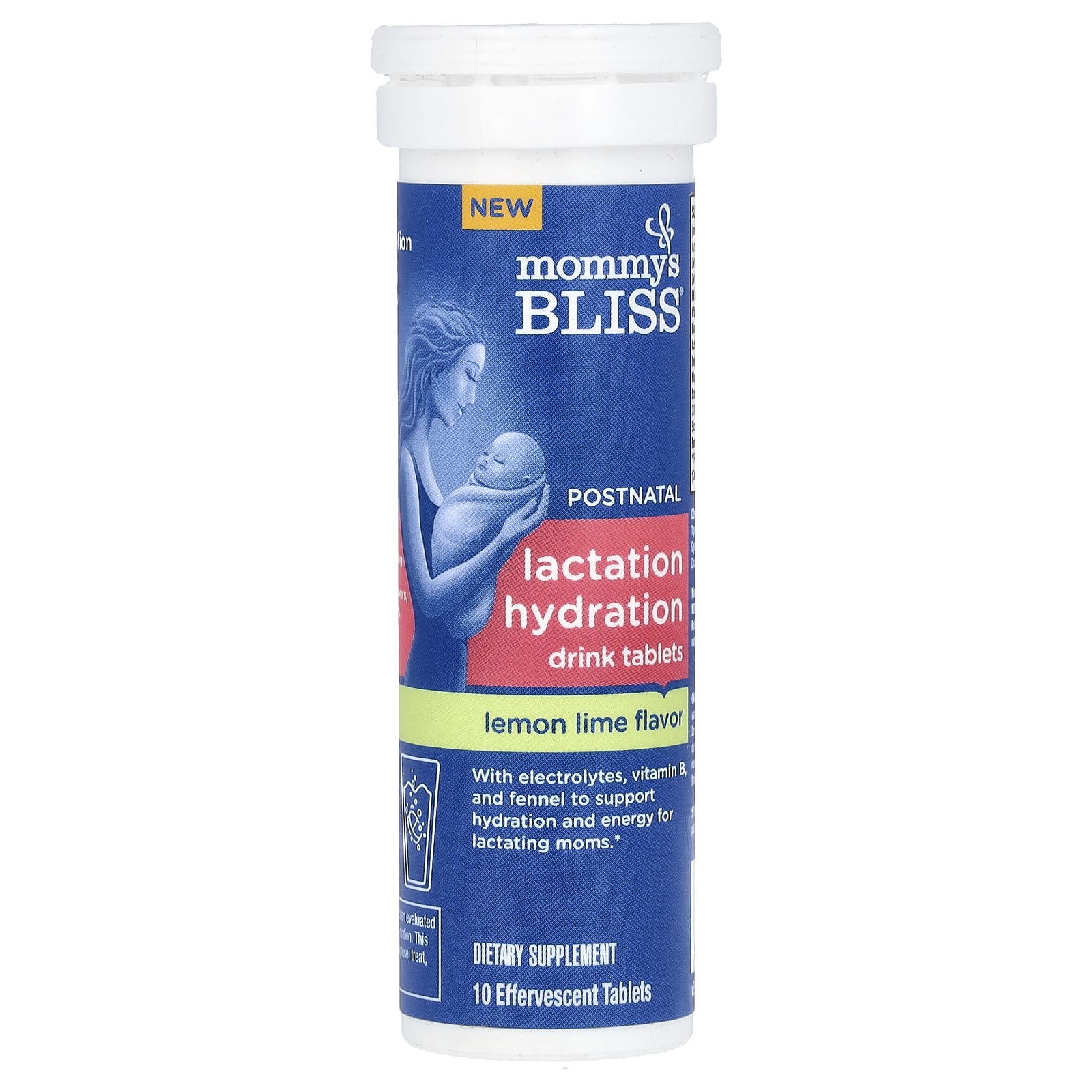 Mommy's Bliss, Postnatal, Lactation Hydration Drink Tablets, Lemon Lime, 10 Effervescent Tablets - Image 1