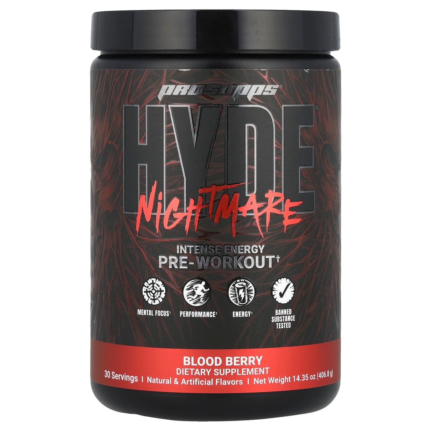 ProSupps, HYDE® Nightmare, Intense Energy Pre-Workout, Blood Berry, 14.35 oz (406.8 g) - Image 1