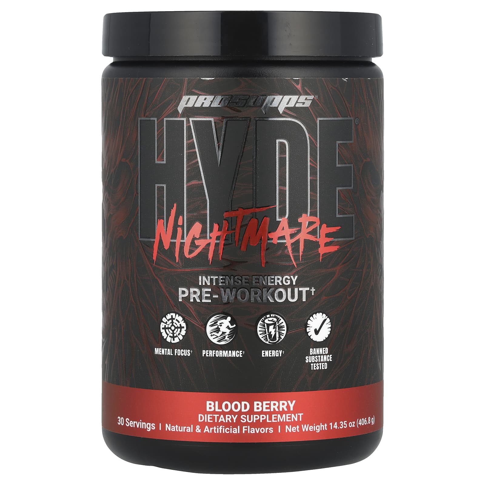 ProSupps, HYDE® Nightmare, Intense Energy Pre-Workout, Blood Berry, 14.35 oz (406.8 g) - Image 1