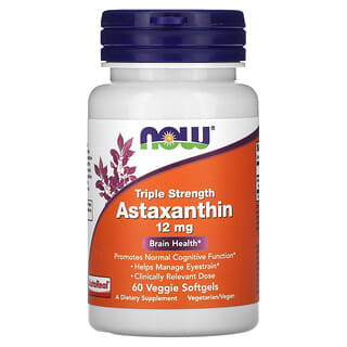 NOW Foods Triple Strength Astaxanthin, 12mg - Brain Health & Cognitive Function
