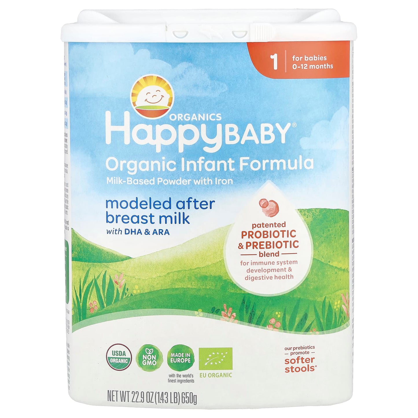 Happy Family Organic Infant Formula, 0-12 Months, 22.9 oz - Image 1