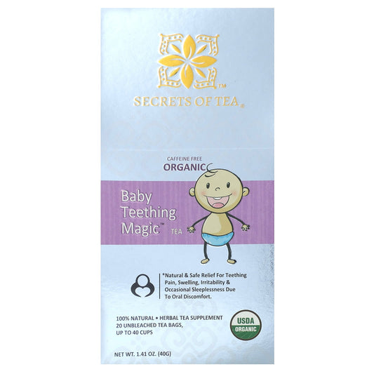 Secrets of Tea, Organic Baby Teething Magic Tea, Caffeine Free, 20 Unbleached Tea Bags, 1.41 oz (40 g) - Image 1