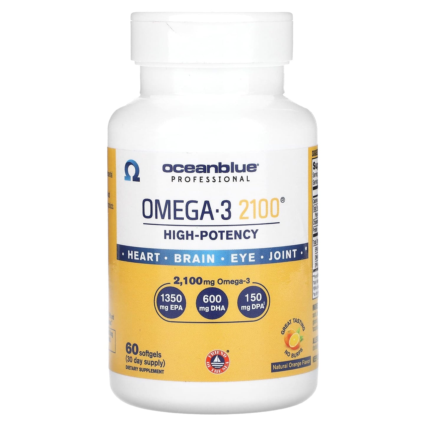 OceanBlue, Professional, Omega-3 2100, High-Potency, Natural Orange, 60 Softgels (1,050 mg per Softgel) - Image 1