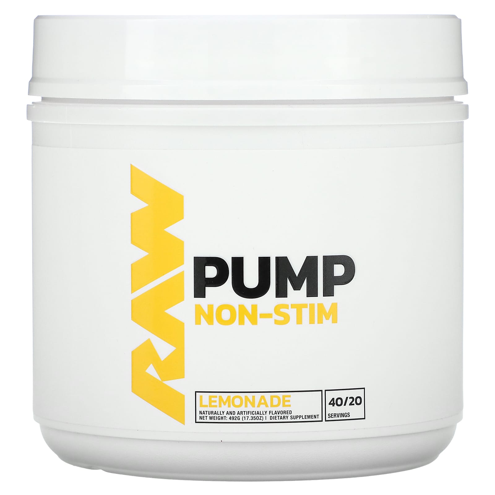 Raw Nutrition, Pump, Non-Stim, Lemonade, 17.35 oz (492 g) - Image 1