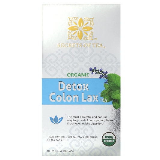 Secrets of Tea, Organic Detox Colon Lax Tea, 20 Tea Bags, 1.41 oz (40 g) - Image 1