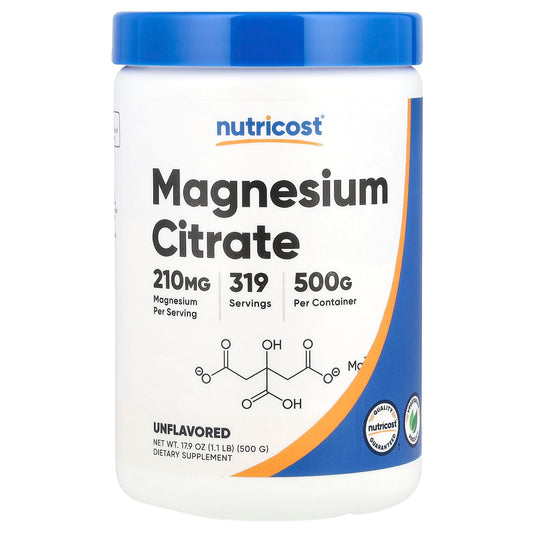 Nutricost, Magnesium Citrate, Unflavored , 210 mg, 17.9 oz (500 g) - Image 1