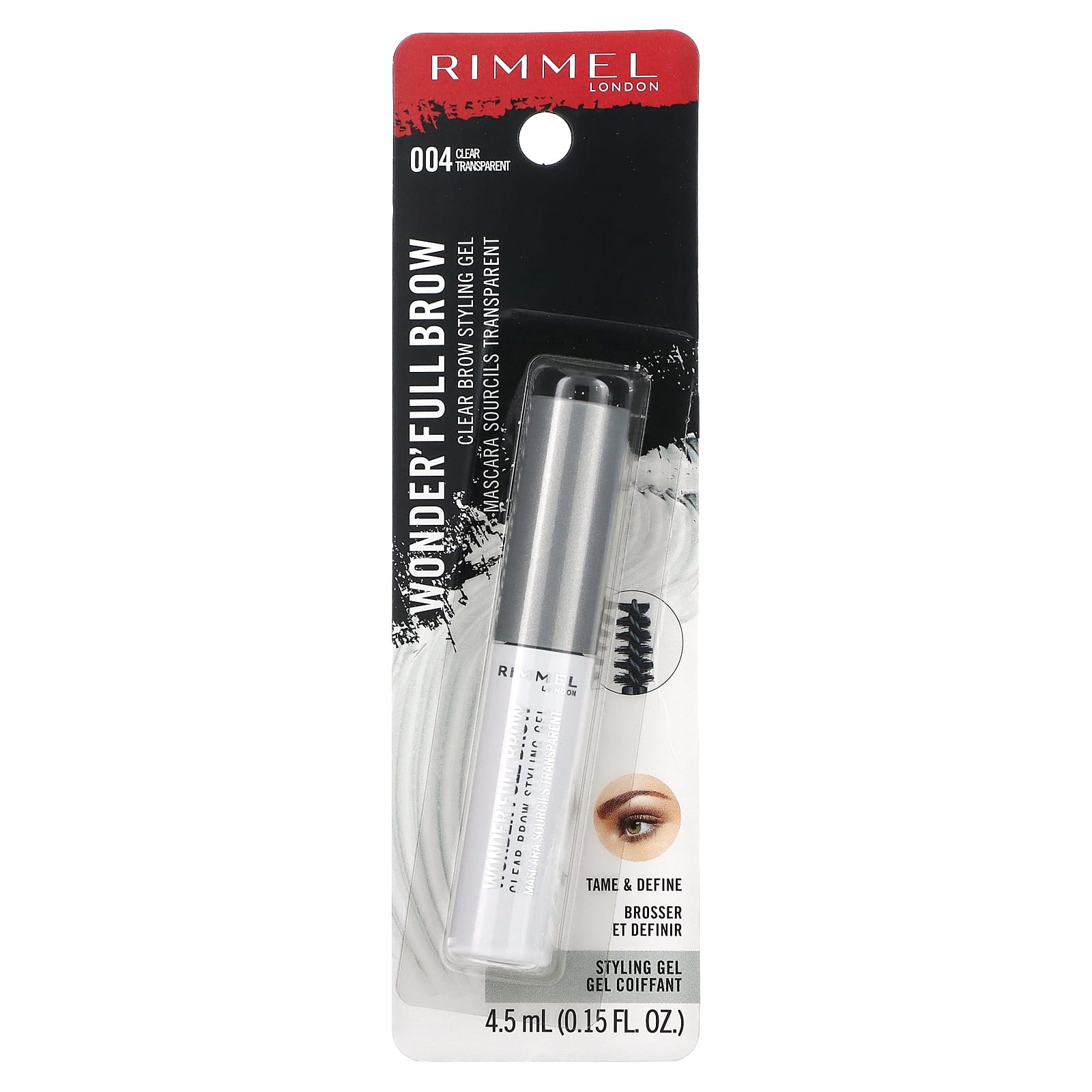 Rimmel London, Wonder'Full,  Clear Brow Styling Gel Mascara, 004 Clear, 0.15 fl oz (4.5 ml) - Image 2