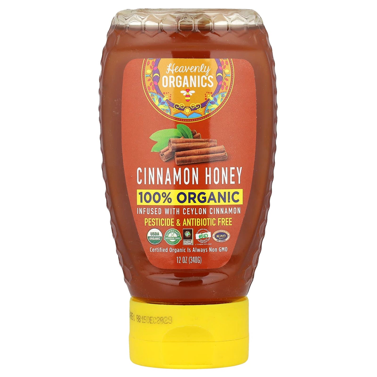 Heavenly Organics USDA Organic Cinnamon Honey 12 oz - Image 1