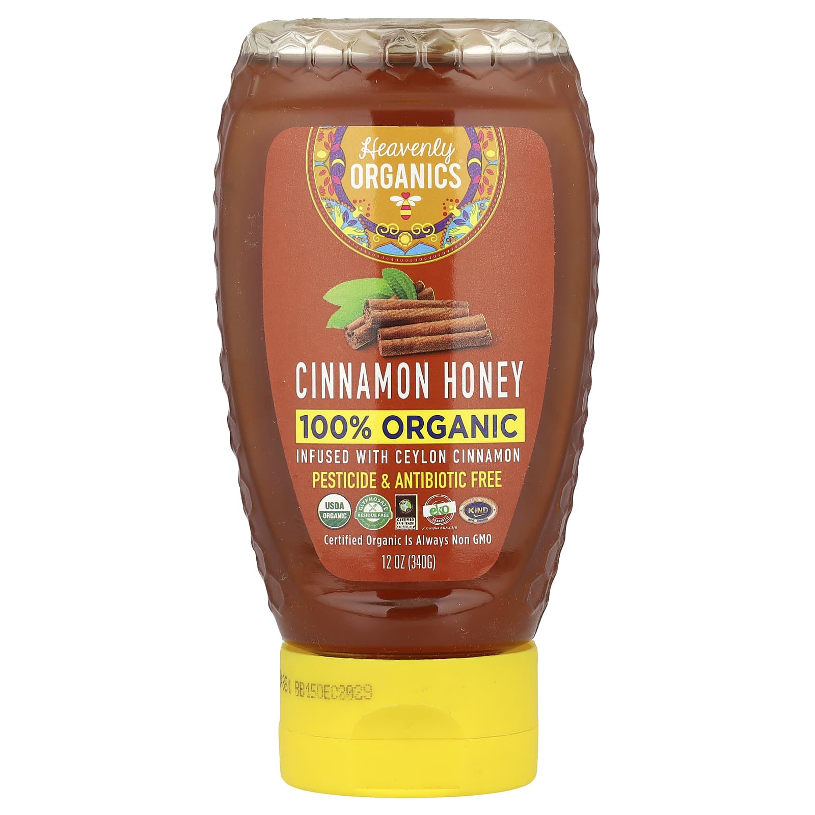 Heavenly Organics USDA Organic Cinnamon Honey 12 oz - Image 1
