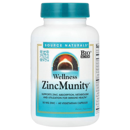 Source Naturals, Wellness ZincMunity™, 60 Vegetarian Capsules - Image 1