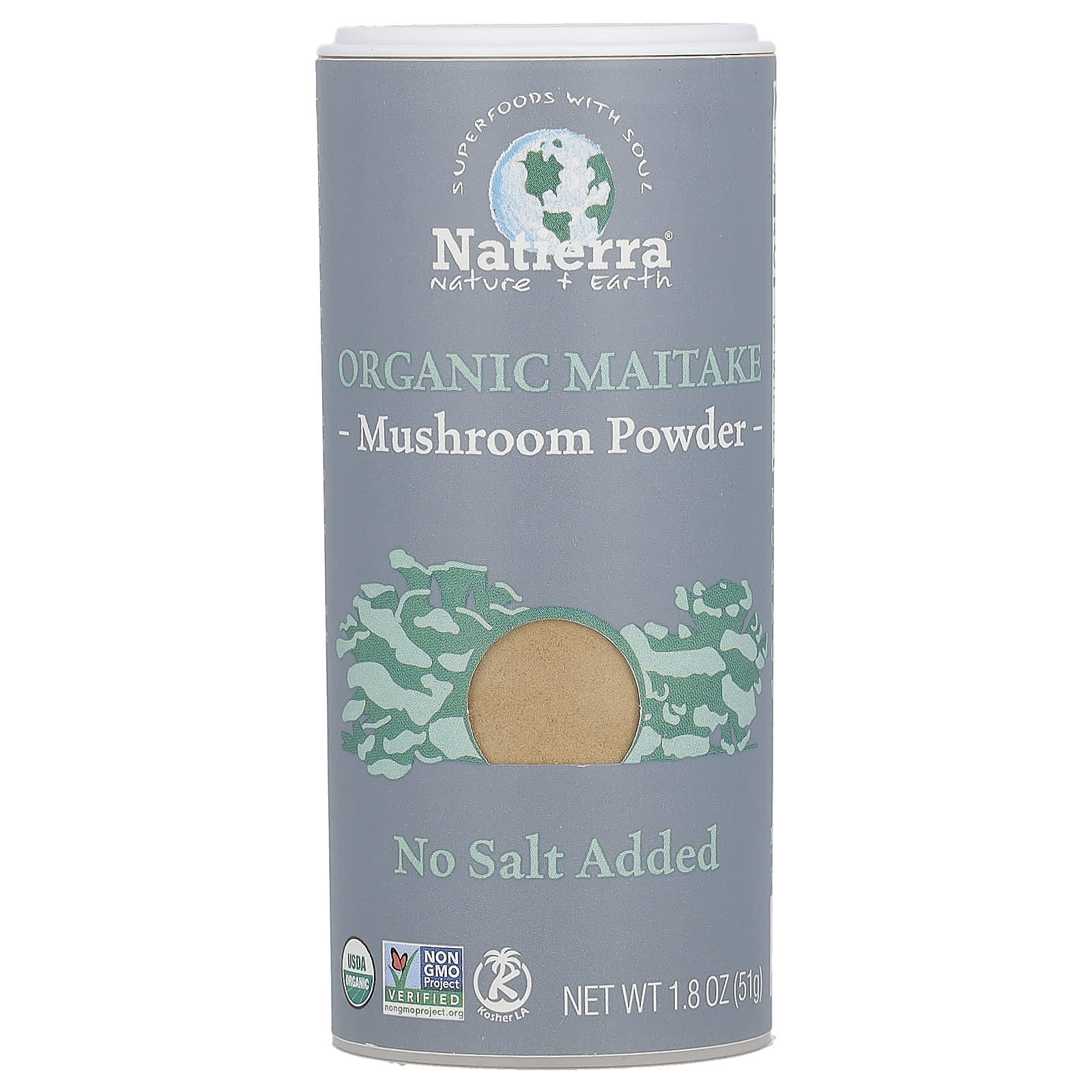 Natierra, Organic Maitake Mushroom Powder Shaker, 1.8 oz (51 g) - Image 1
