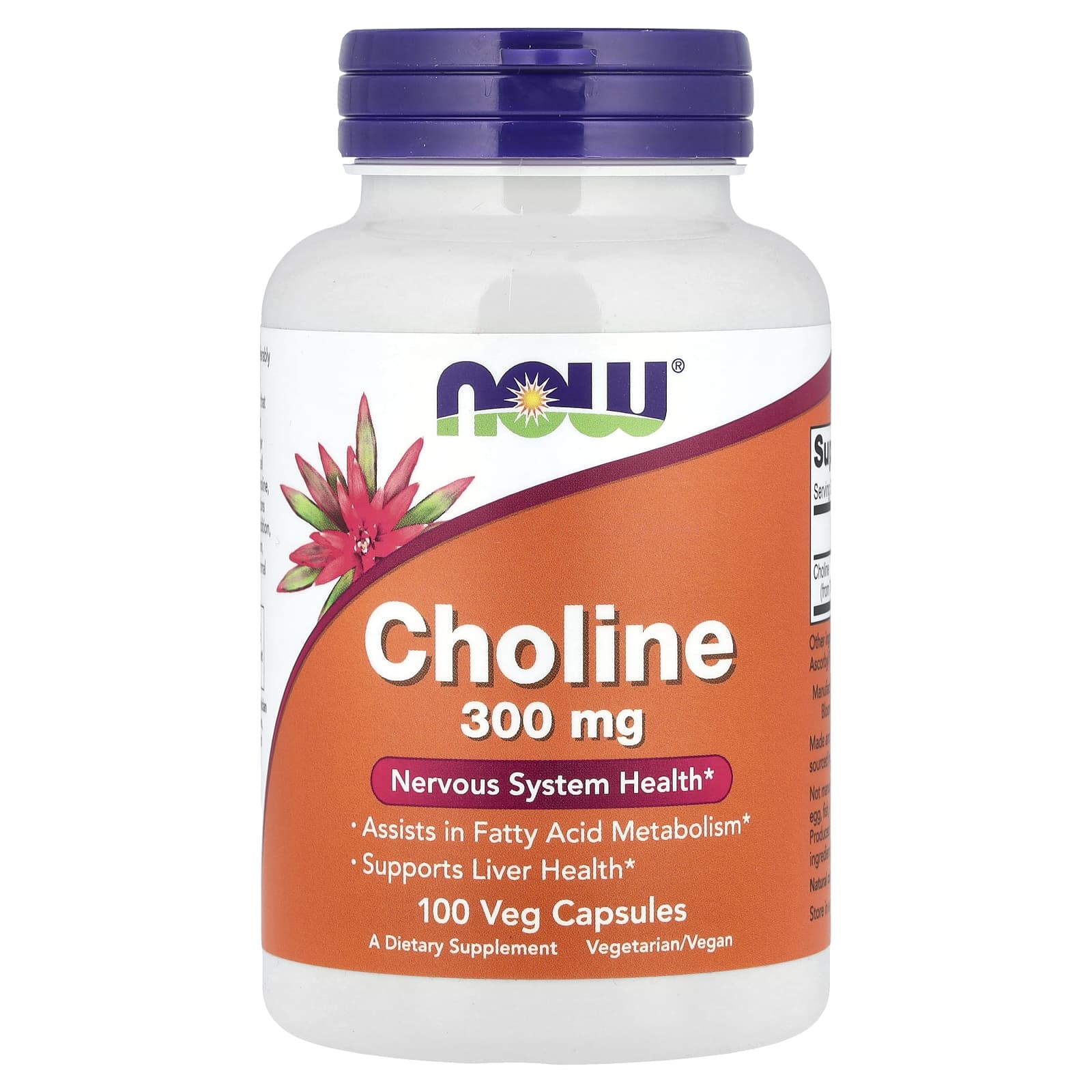 NOW Foods, Choline , 300 mg , 100 Veg Capsules - Image 1