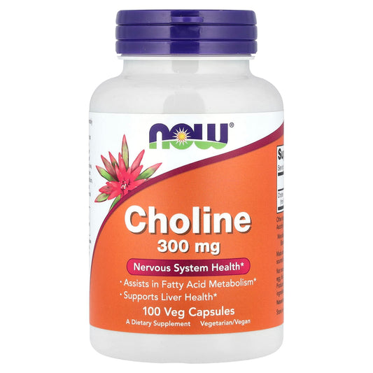 NOW Foods, Choline , 300 mg , 100 Veg Capsules - Image 1