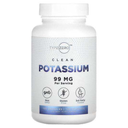 TypeZero, Clean, Potassium, 99 mg, 120 Capsules