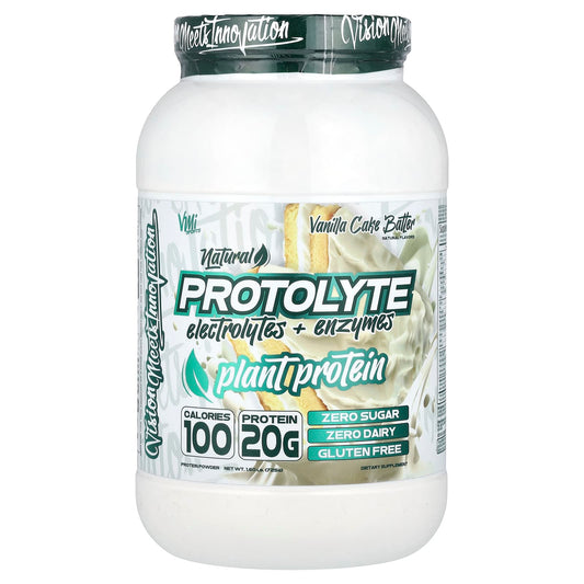 VMI Sports, ProtoLyte, Plant Protein Powder, Vanilla Cake Batter, 1.6 lb (725 g) - Image 1