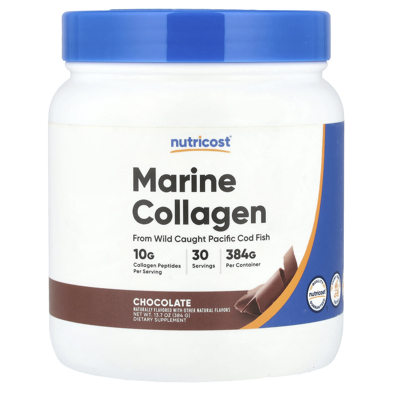 Nutricost, Marine Collagen, Chocolate, 13.7 oz (384 g) - Image 1